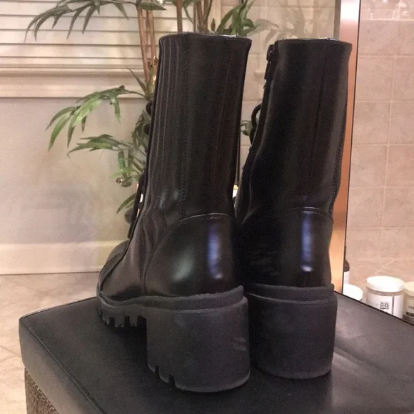 JUSTFAB Mid-Calf Zip Lug Sole Combat Boot - Picture 3 of 7